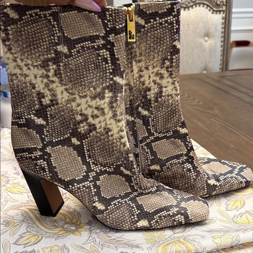 Franco Sarto Brown Snakeskin Heeled Boots